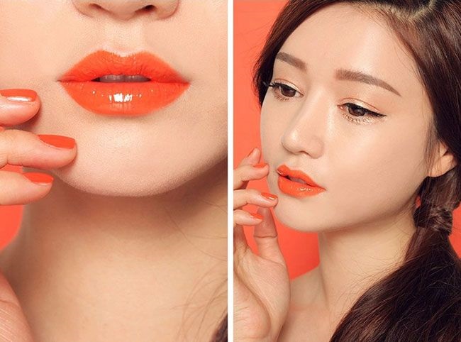 phun môi son bóng theo xu hướng